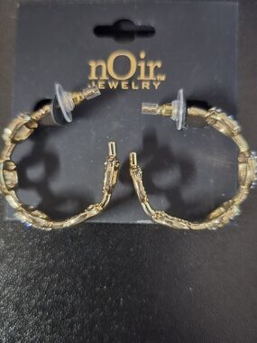 nOir Jewelry Shiny Gold Braided Hoop Earrings